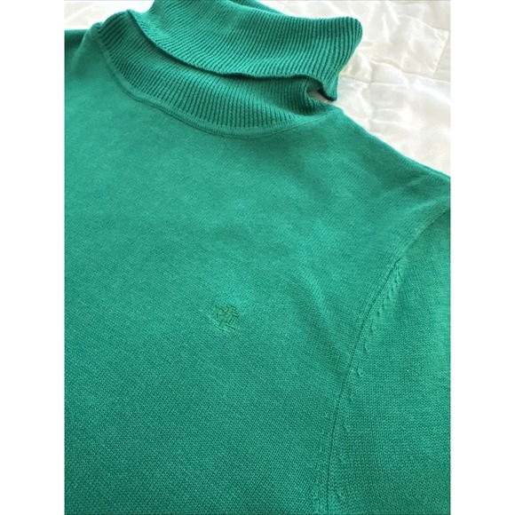 Lauren Ralph Lauren Kelly Green Turtle Neck Sweater %100 Cotton - Picture 7 of 10